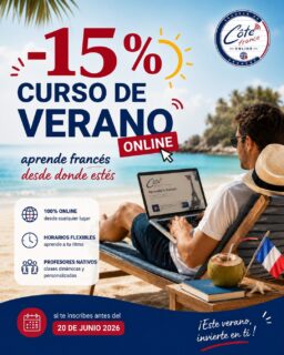 💻☀️ Este verano, aprende francés desde donde quieras 🇫🇷✨

Nuestro Curso de Verano en línea 2026 está diseñado para aprender de forma dinámica, divertida y práctica 🌍

📚 Clases online
📅 Del 6 al 30 de julio
✨ Todos los niveles

Porque este verano… puedes hacer algo diferente 💙

💬 Inscripciones abiertas por DM.

#FrancésOnline #CursoDeVerano #AprenderFrancés #ClasesOnline #CoteFrance #FrenchClass #Verano2026 #Idiomas #EstudiaFrancés #OnlineClass