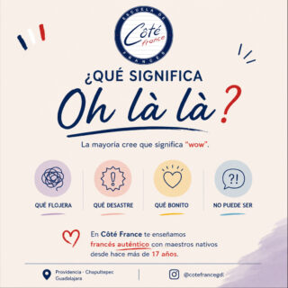 Oh là là… no siempre significa “wow”. 🇫🇷

En francés, una misma expresión puede cambiar totalmente según el contexto, el tono y la situación.

En Côté France te enseñamos francés auténtico, el que realmente se usa en la vida diaria, con maestros nativos y una metodología comunicativa que te hace hablar desde el primer día.

Más de 17 años enseñando francés en Guadalajara. ❤️

📍Providencia · Chapultepec
📲 @cotefrancegdl

#CôtéFrance #AprendeFrancés #FrancésAuténtico #FrancésEnGuadalajara #MaestrosNativos #HablaFrancés #OhLaLa #CulturaFrancesa #Guadalajara #Providencia #Chapultepec #EscuelaDeFrancés