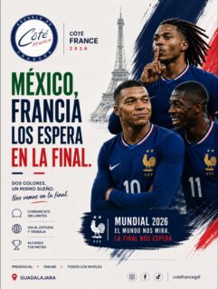 ⚽🇲🇽🇫🇷 ¡México… Francia los espera en la final! 😉🏆

Mientras llega el partidazo del domingo, en Côté France ya estamos calentando motores. 😎

Porque si algo compartimos con el fútbol, es que los grandes retos se disfrutan más cuando estás preparado. 🇫🇷💙

Y tú… 👀

🔮 ¿Cuál es tu pronóstico para el México 🆚 Inglaterra de este domingo?

👇 Déjalo en los comentarios:
⚽ Marcador
🥅 ¿Quién anota?
🏆 ¿Clasifica México?

Los comentarios más acertados se llevarán todo nuestro respeto futbolero. 😎🔥

🇫🇷 Français en 1,2x3!
📍 Presencial y online
📍 Guadalajara
📲 Agenda tu clase de prueba gratis y sin compromiso.

#CôtéFrance #FrancesEn123 #Mundial2026 #Mexico #VamosMexico #SeleccionMexicana #Inglaterra #WorldCup2026 #Futbol #AprendeFrancés #Guadalajara #AllezLesBleus #VamosMexico #Pronostico #FIFAWorldCup2026
