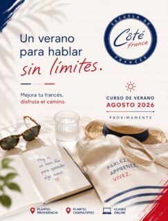 ☀️🇫🇷 Este agosto, regálate un nuevo idioma.

Hay veranos que se olvidan… y otros que cambian tu forma de ver el mundo. ✨

Del 3 al 27 de agosto, vive una experiencia diferente, conoce nuevas personas y descubre el francés de una forma dinámica y divertida.

📚 Curso de Verano Côté France
🗓️ Del 3 al 27 de agosto de 2026

📍 Plantel Providencia
📍 Plantel Chapultepec
💻 Clases online

🇫🇷 Francés en 1,2x3!

#CôtéFrance #CursoDeVerano #Agosto2026 #AprendeFrancés #FrancesEn123 #Guadalajara #Idiomas #HablaFrancés #Verano2026 #ClasesDeFrancés #PlantelProvidencia #PlantelChapultepec #ClasesOnline