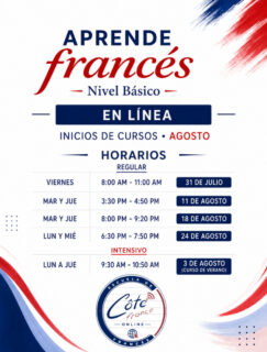 🇫🇷 ¡Aprende francés este agosto, desde donde estés! 💻✨

Abrimos nuevos grupos en línea para nivel básico.

✅ Clases en vivo con profesores especializados.
✅ Método propio que te hace hablar francés desde las primeras clases.
✅ Grupos reducidos y acompañamiento personalizado.

📅 Inicios durante agosto
🗓️ Curso de verano intensivo desde el 3 de agosto.

📩 Escríbenos por WhatsApp y te ayudamos a elegir el horario ideal.

À bientôt chez Côté France! 🇫🇷

#CôtéFrance #Francés #AprenderFrancés #CursoDeFrancés #FrancésOnline #ClasesDeFrancés #CursoOnline #FrancésDesdeCero #Guadalajara #Idiomas #HablaFrancés #Verano2026 #CursoDeVerano #México #AprendeIdiomas 🇫🇷