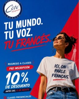 🇫🇷 Regreso a clases. Tu francés empieza aquí. 

Este agosto tenemos beneficios para que regreses aprendiendo francés de una forma más fácil.

✨ Descubre cuál se adapta mejor a ti:

🎓 10% de descuento en tu primera mensualidad (solo nuevo ingreso /curso presencial)

Válido hasta el 15 de agosto.

🎁 3+1 > paga septiembre, octubre y noviembre por adelanto, y diciembre va por nuestra cuenta ! (Cursos presencial y online / Solo paranuevo ingreso)

💻 Si prefieres estudiar desde casa, obtén 20% de descuento en el primer mes de clases online durante todo agosto.

¡Nos vemos en clase! 🇫🇷

#aprendefrancés #francesonline #francéspresencial #côtéfrance